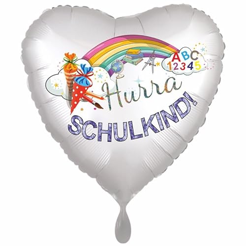 "Hurra Schulkind!" Folienballon Herz, 45cm ohne Helium. von Ballonsupermarkt Kreation