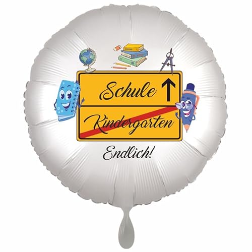 Kindergarten aus - Schule - Endlich! Folienballon Rund, 45cm ohne Helium. von Ballonsupermarkt Kreation