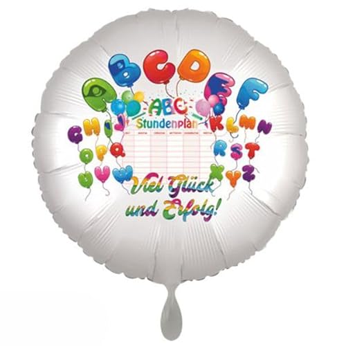 "Viel Glück und Erfolg zum Schulanfang!" ABC. Folienballon Rund, 45cm ohne Helium. von Ballonsupermarkt Kreation