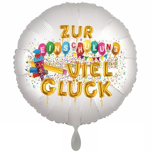 "Zur Einschulung Viel Glück" Folienballon Rund, 45cm ohne Helium. von Ballonsupermarkt Kreation