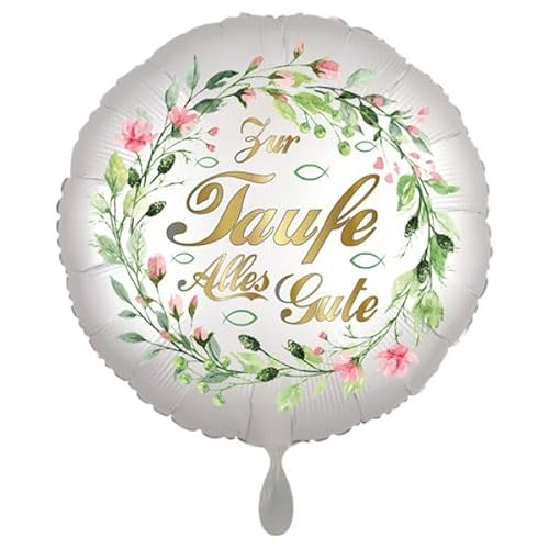 "Zur Taufe Alles Gute" Folienballon Rund, 43cm ohne Helium. von Ballonsupermarkt Kreation