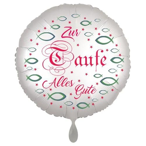 "Zur Taufe - Alles Gute" Girl. Folienballon Rund, 43cm ohne Helium. von Ballonsupermarkt Kreation