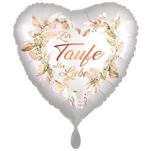 "Zur Taufe alles Liebe" Folienballon Herz, 43cm ohne Helium. von Ballonsupermarkt Kreation