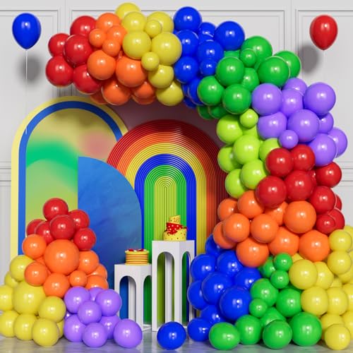 143Pcs Regenbogen Luftballons Bogen Kit, Sortierte Farbe Multicolour Party Ballons Girlande Kit für Geburtstag Braut Baby Shower Glückwunsch Hochzeit Jahrestag Karneval Party Deko von Balloon Dance