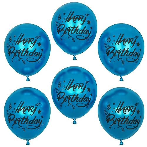 Happy Birthday Luftballons,20Pcs 12 Zoll Blaue Metallische Geburtstag Luftballons, Glänzende Chromballons verdickte Latexballons mit Happy Birthday Überschrift(blau) von Balloon Dance
