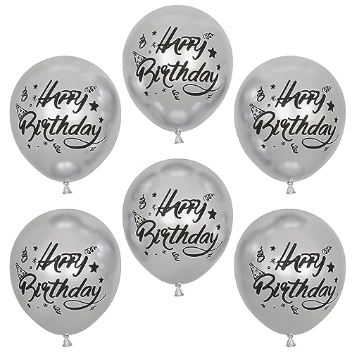 Happy Birthday Luftballons,20Pcs 12 Zoll Silber Metallische Geburtstag Luftballons, Glänzende Chromballons verdickte Latexballons mit Happy Birthday Überschrift(silber) von Balloon Dance