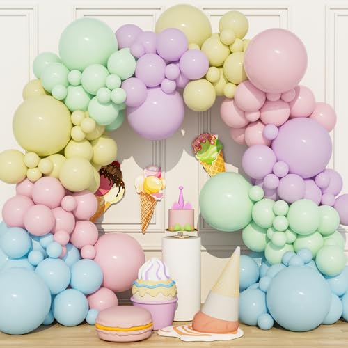 Pastell Luftballon Girlande, 160Pcs 5 12 18 Zoll Multicolour Bunte Regenbogen Party Ballons Bogen Kit für Geburtstag Baby Shower Glückwunsch Graduierung Jahrestag Party Dekorationen Zubehör von Balloon Dance