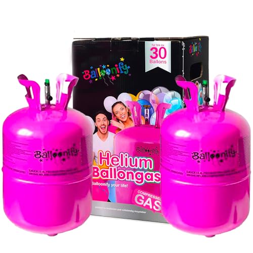 BALLOONIFY 2 Stück Helium Gasflasche 0,20m³ Helium für 30 Luftballons, Einwegflasche mit Heliumgas, deal für Geburtstag, Party, Hochzeit, Folien Luftballons | Einweg Gasflasche recyclebarem BALLOONIFY 2 Stück Helium Gasflasche 0,20m³ Helium für 30 Luftballons, Einwegflasche mit Heliumgas, deal für Geburtstag, Party, Hochzeit, Folien Luftballons | Einweg Gasflasche recyclebarem von Balloonify