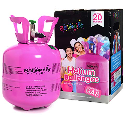 Balloonify Helium Balloon Gas, Helium Gas Flasche Klein für ca. 20 Ballons von Balloonify
