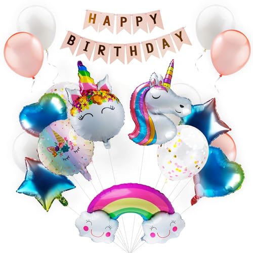Einhorn - Geburtstagsdeko - Einhornballons - Dekoration von Balloono
