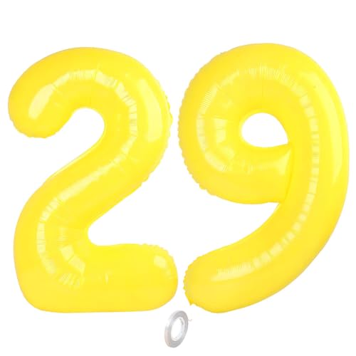 Balorise 40 Zoll Aluminium-Ballon, riesig, Gelb, Zahl 29/92, aufblasbar, Helium, große Zahl 0-9, 10-100 (101 cm), Dekoration für Geburtstagsfeier und Hochzeit von Balorise