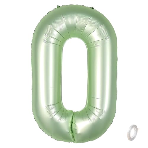 Balorise 40 Zoll Aluminium-Ballon, riesig, Grün, Zahl 0, aufblasbar, Helium, große Zahl 0-9, 10-100 (101 cm), Dekoration für Geburtstagsfeier und Hochzeit von Balorise