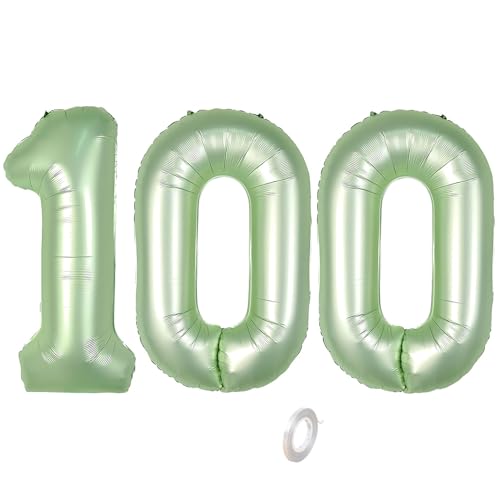 Balorise 40 Zoll Aluminium-Ballon, riesig, Grün, Zahl 100, aufblasbar, Helium, große Zahl 0-9, 10-100 (101 cm), Dekoration für Geburtstagsfeier und Hochzeit von Balorise
