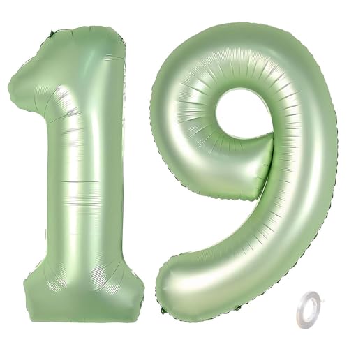 Balorise 40 Zoll Aluminium-Ballon, riesig, Grün, Zahl 19/91, aufblasbar, Helium, große Zahl 0-9, 10-100 (101 cm), Dekoration für Geburtstagsfeier und Hochzeit von Balorise