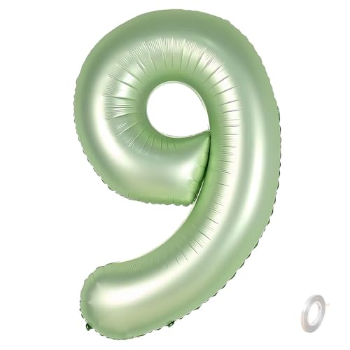 Balorise 40 Zoll Aluminium-Ballon, riesig, Grün, Zahl 9, aufblasbar, Helium, große Zahl 0-9, 10-100 (101 cm), Dekoration für Geburtstagsfeier und Hochzeit von Balorise