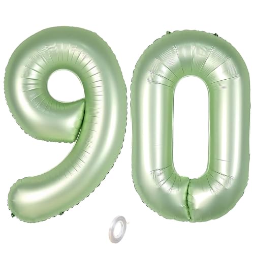 Balorise 40 Zoll Aluminium-Ballon, riesig, Grün, Zahl 90, aufblasbar, Helium, große Zahl 0-9, 10-100 (101 cm), Dekoration für Geburtstagsfeier und Hochzeit von Balorise