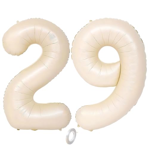 Balorise 40 Zoll Aluminium Luftballon Beige Zahl 29/92, Helium Unterstützt, Ballon Nummer 0-9, 10-100 (101cm), große Folienballons Dekoration für Geburtstagsfeier, Hochzeit, Jubiläum von Balorise