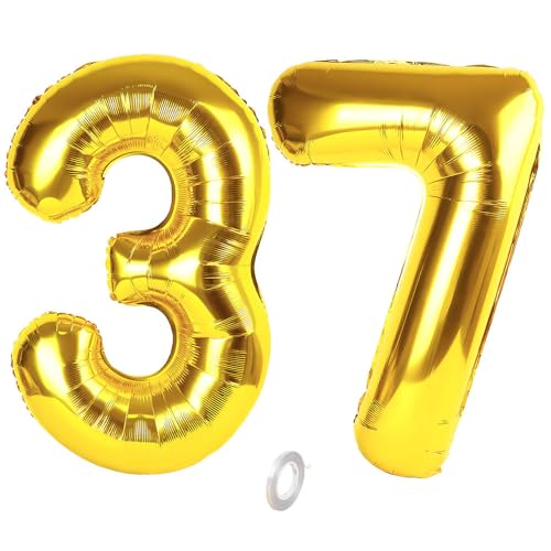 Balorise 40 Zoll Aluminium Luftballon Gold Zahl 37/73, Helium Unterstützt, Ballon Nummer 0-9, 10-100 (101cm), große Folienballons Dekoration für Geburtstagsfeier, Hochzeit, Jubiläum von Balorise