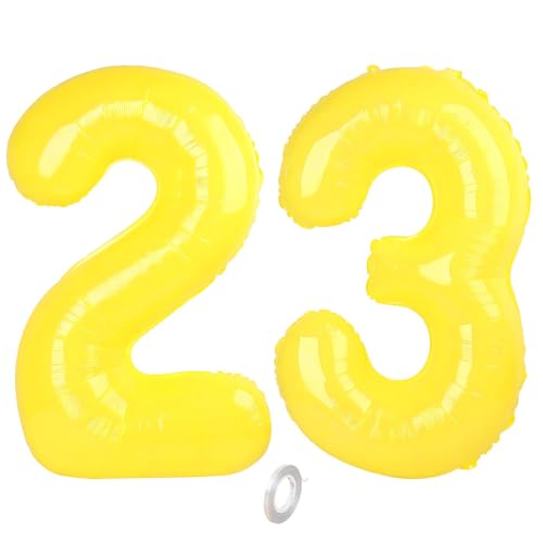 Balorise 40 Zoll Aluminium Luftballon Gelb Zahl 23/32, Helium Unterstützt, Ballon Nummer 0-9, 10-100 (101cm), große Folienballons Dekoration für Geburtstagsfeier, Hochzeit, Jubiläum von Balorise