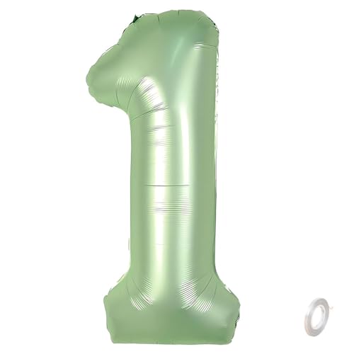 Balorise Riesige Aluminium-Luftballon, Grün, Zahl 1, aufblasbar, Helium, große Zahl 0-9, 10-100 (101 cm), Dekoration für Geburtstagsfeier und Hochzeit von Balorise