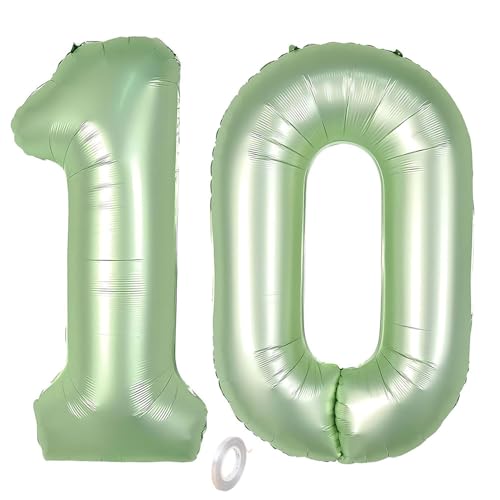 Balorise Riesige Aluminium-Luftballon, Grün, Zahl 10, aufblasbar, Helium, große Zahl 0-9, 10-100 (101 cm), Dekoration für Geburtstagsfeier und Hochzeit von Balorise