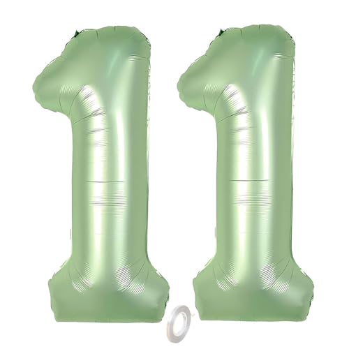Balorise Riesige Aluminium-Luftballon, Grün, Zahl 11, aufblasbar, Helium, große Zahl 0-9, 10-100 (101 cm), Dekoration für Geburtstagsfeier und Hochzeit von Balorise