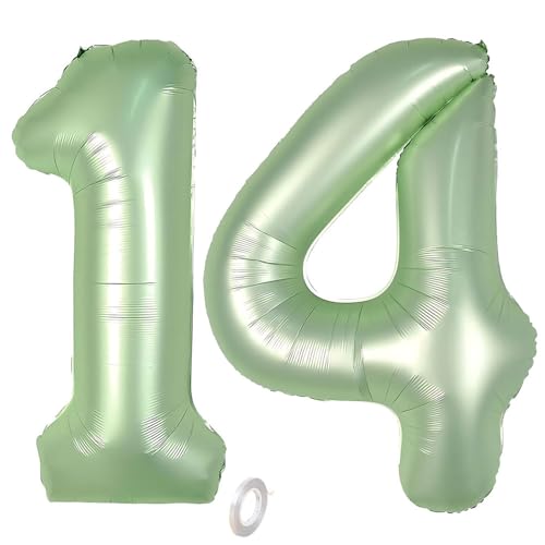 Balorise Riesige Aluminium-Luftballon, Grün, Zahl 14/41, aufblasbar, Helium, große Zahl 0-9, 10-100 (101 cm), Dekoration für Geburtstagsfeier und Hochzeit von Balorise