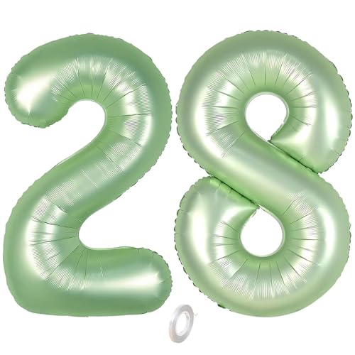 Balorise 40 Zoll Aluminium Luftballon Grün Zahl 28/82, Helium Unterstützt, Ballon Nummer 0-9, 10-100 (101cm), große Folienballons Dekoration für Geburtstagsfeier, Hochzeit, Jubiläum von Balorise