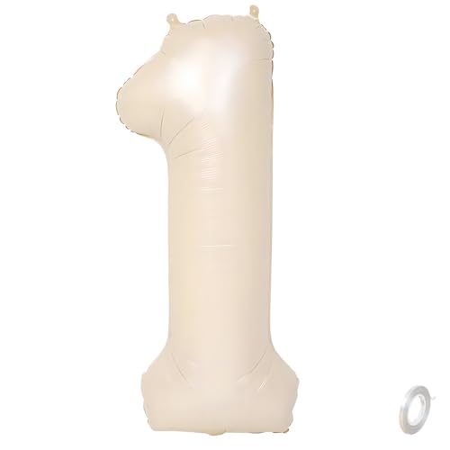 Balorise Riesige Aluminium-Luftballons, 101 cm, Weiß, Zahl 1, aufblasbar, Helium, große Zahl 0-9, 10-100 (101 cm), Dekoration für Geburtstagsfeier und Hochzeit von Balorise