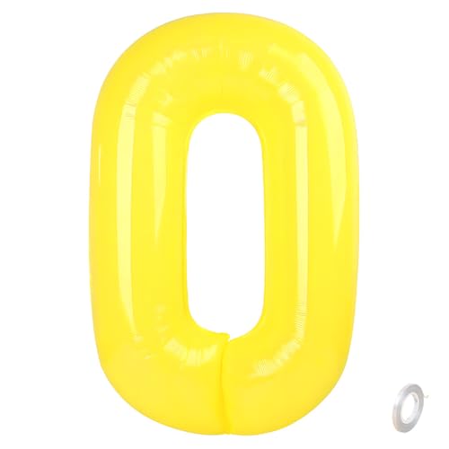 Balorise Riesige Aluminium-Luftballons, 40 Zoll, Gelb, Zahl 0, aufblasbar, Helium, große Zahl 0-9, 10-100 (101 cm), Dekoration für Geburtstagsfeier und Hochzeit von Balorise