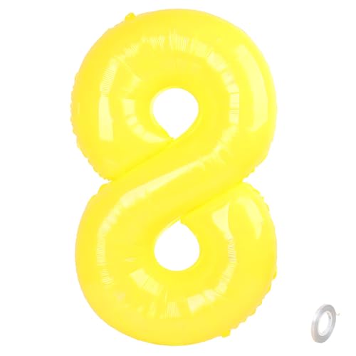 Balorise Riesige Aluminium-Luftballons, 40 Zoll, Gelb, Zahl 8, aufblasbar, Helium, große Zahl 0-9, 10-100 (101 cm), Dekoration für Geburtstagsfeier und Hochzeit von Balorise