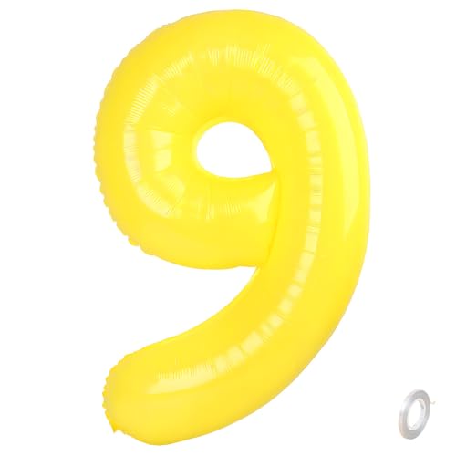 Balorise Riesige Aluminium-Luftballons, 40 Zoll, Gelb, Zahl 9, aufblasbar, Helium, große Zahl 0-9, 10-100 (101 cm), Dekoration für Geburtstagsfeier und Hochzeit von Balorise