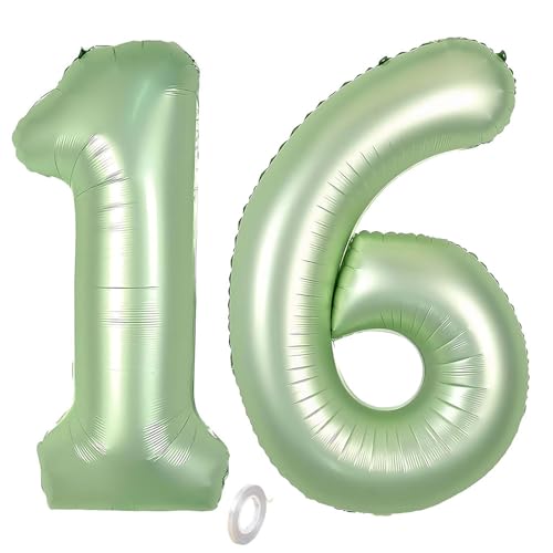 Balorise Riesige Aluminium-Luftballons, 40 Zoll, Grün, Zahl 16/61, aufblasbar, Helium, große Zahl 0-9, 10-100 (101 cm), Dekoration für Geburtstagsfeier und Hochzeit von Balorise