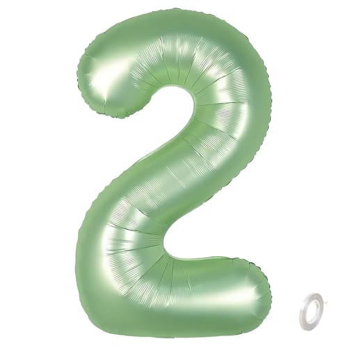Balorise Riesige Aluminium-Luftballons, 40 Zoll, Grün, Zahl 2, aufblasbar, Helium, große Zahl 0-9, 10-100 (101 cm), Dekoration für Geburtstagsfeier und Hochzeit von Balorise