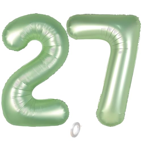 Balorise 40 Zoll Aluminium Luftballon Grün Zahl 27/72, Helium Unterstützt, Ballon Nummer 0-9, 10-100 (101cm), große Folienballons Dekoration für Geburtstagsfeier, Hochzeit, Jubiläum von Balorise