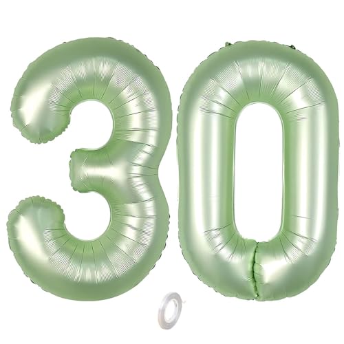 Balorise 40 Zoll Aluminium Luftballon Grün Zahl 30, Helium Unterstützt, Ballon Nummer 0-9, 10-100 (101cm), große Folienballons Dekoration für Geburtstagsfeier, Hochzeit, Jubiläum von Balorise