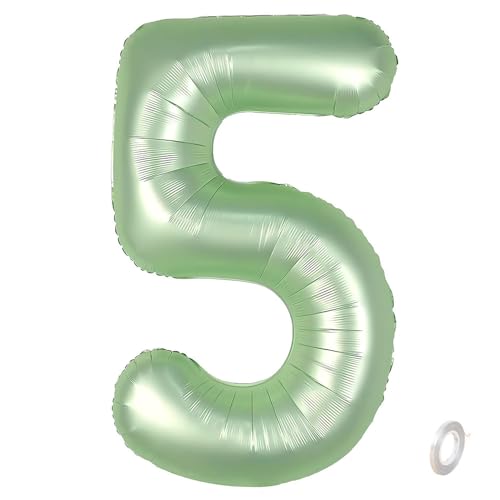 Balorise Riesige Aluminium-Luftballons, 40 Zoll, Grün, Zahl 5, aufblasbar, Helium, große Zahl 0-9, 10-100 (101 cm), Dekoration für Geburtstagsfeier und Hochzeit von Balorise