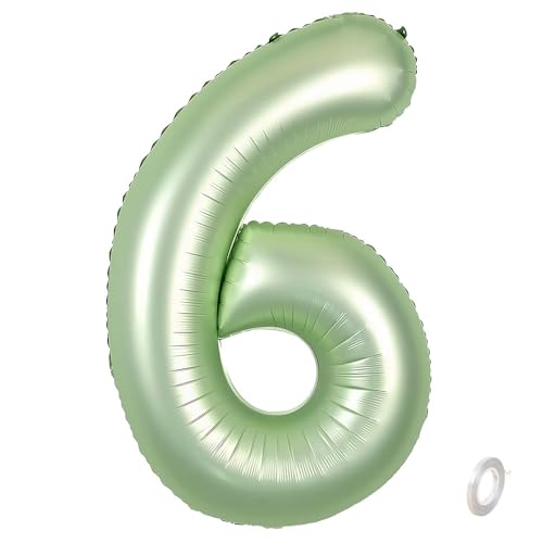 Balorise Riesige Aluminium-Luftballons, 40 Zoll, Grün, Zahl 6, aufblasbar, Helium, große Zahl 0-9, 10-100 (101 cm), Dekoration für Geburtstagsfeier und Hochzeit von Balorise