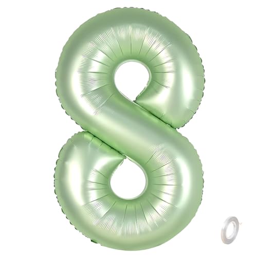 Balorise Riesige Aluminium-Luftballons, 40 Zoll, Grün, Zahl 8, aufblasbar, Helium, große Zahl 0-9, 10-100 (101 cm), Dekoration für Geburtstagsfeier und Hochzeit von Balorise