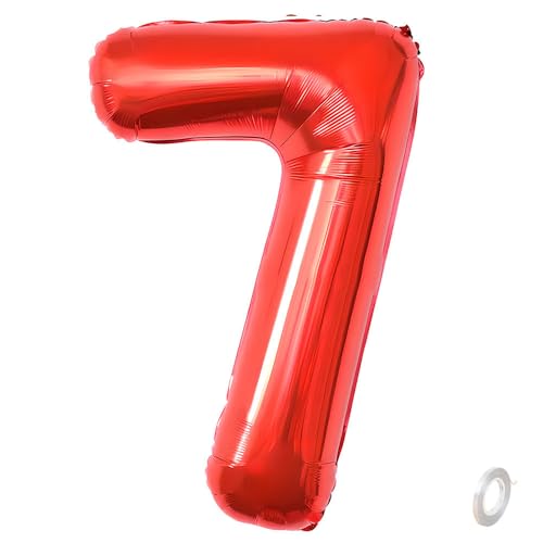 Balorise Riesige Aluminium-Luftballons, 40 Zoll, Rot, Zahl 7, aufblasbar, Helium, große Zahl 0-9, 10-100 (101 cm), Dekoration für Geburtstagsfeier und Hochzeit von Balorise