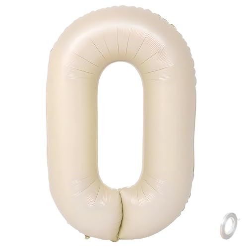Balorise Riesige Aluminium-Luftballons, 40 Zoll, Weiß, Zahl 0, aufblasbar, Helium, große Zahl 0-9, 10-100 (101 cm), Dekoration für Geburtstagsfeier und Hochzeit von Balorise
