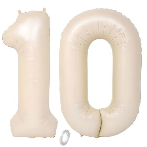 Balorise Riesige Aluminium-Luftballons, 40 Zoll, Weiß, Zahl 10, aufblasbar, Helium, große Zahl 0-9, 10-100 (101 cm), Dekoration für Geburtstagsfeier und Hochzeit von Balorise