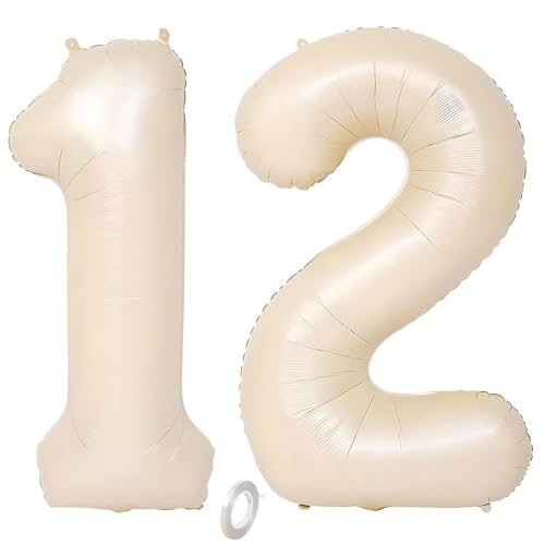 Balorise Riesige Aluminium-Luftballons, 40 Zoll, Weiß, Zahl 12/21, aufblasbar, Helium, große Zahl 0-9, 10-100 (101 cm), Dekoration für Geburtstagsfeier und Hochzeit von Balorise