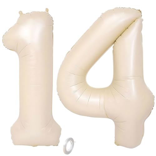 Balorise Riesige Aluminium-Luftballons, 40 Zoll, Weiß, Zahl 14/41, aufblasbar, Helium, große Zahl 0-9, 10-100 (101 cm), Dekoration für Geburtstagsfeier und Hochzeit von Balorise
