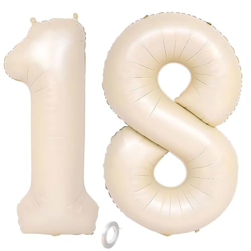 Balorise Riesige Aluminium-Luftballons, 40 Zoll, Weiß, Zahl 18/81, aufblasbar, Helium, große Zahl 0-9, 10-100 (101 cm), Dekoration für Geburtstagsfeier und Hochzeit von Balorise