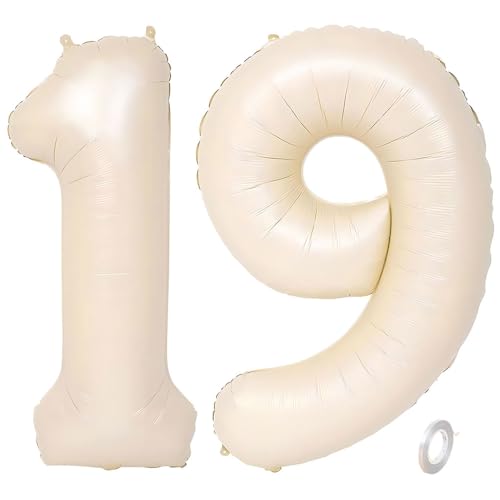 Balorise Riesige Aluminium-Luftballons, 40 Zoll, Weiß, Zahl 19/91, aufblasbar, Helium, große Zahl 0-9, 10-100 (101 cm), Dekoration für Geburtstagsfeier und Hochzeit von Balorise