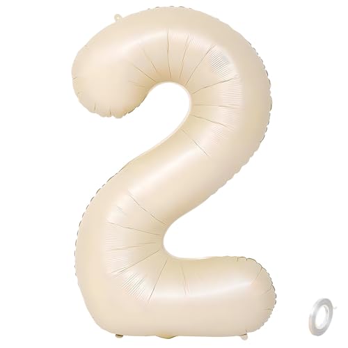 Balorise Riesige Aluminium-Luftballons, 40 Zoll, Weiß, Zahl 2, aufblasbar, Helium, große Zahl 0-9, 10-100 (101 cm), Dekoration für Geburtstagsfeier und Hochzeit von Balorise