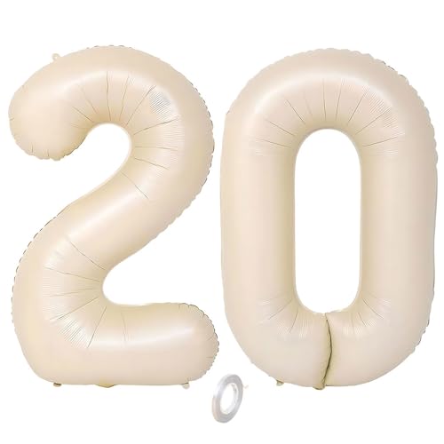 Balorise Riesige Aluminium-Luftballons, 40 Zoll, Weiß, Zahl 20, aufblasbar, Helium, große Zahl 0-9, 10-100 (101 cm), Dekoration für Geburtstagsfeier und Hochzeit von Balorise