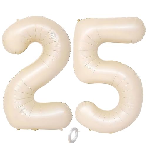 Balorise Riesige Aluminium-Luftballons, 40 Zoll, Weiß, Zahl 25/52, aufblasbar, Helium, große Zahl 0-9, 10-100 (101 cm), Dekoration für Geburtstagsfeier und Hochzeit von Balorise