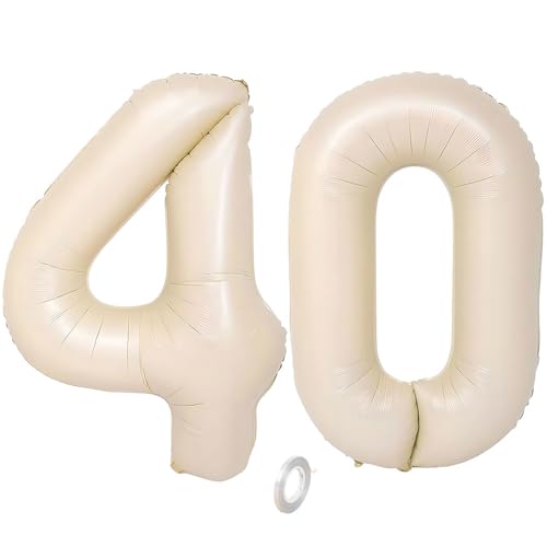 Balorise Riesige Aluminium-Luftballons, 40 Zoll, Weiß, Zahl 40, aufblasbar, Helium, große Zahl 0-9, 10-100 (101 cm), Dekoration für Geburtstagsfeier und Hochzeit von Balorise